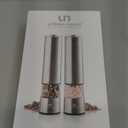 Electric Salt and Pepper Grinder Set - Matte Black Battery Operated Salt & Pepper Mills with Light (Pack of 2) - Automatic One Handed Operation with Adjustable Ceramic Grinders