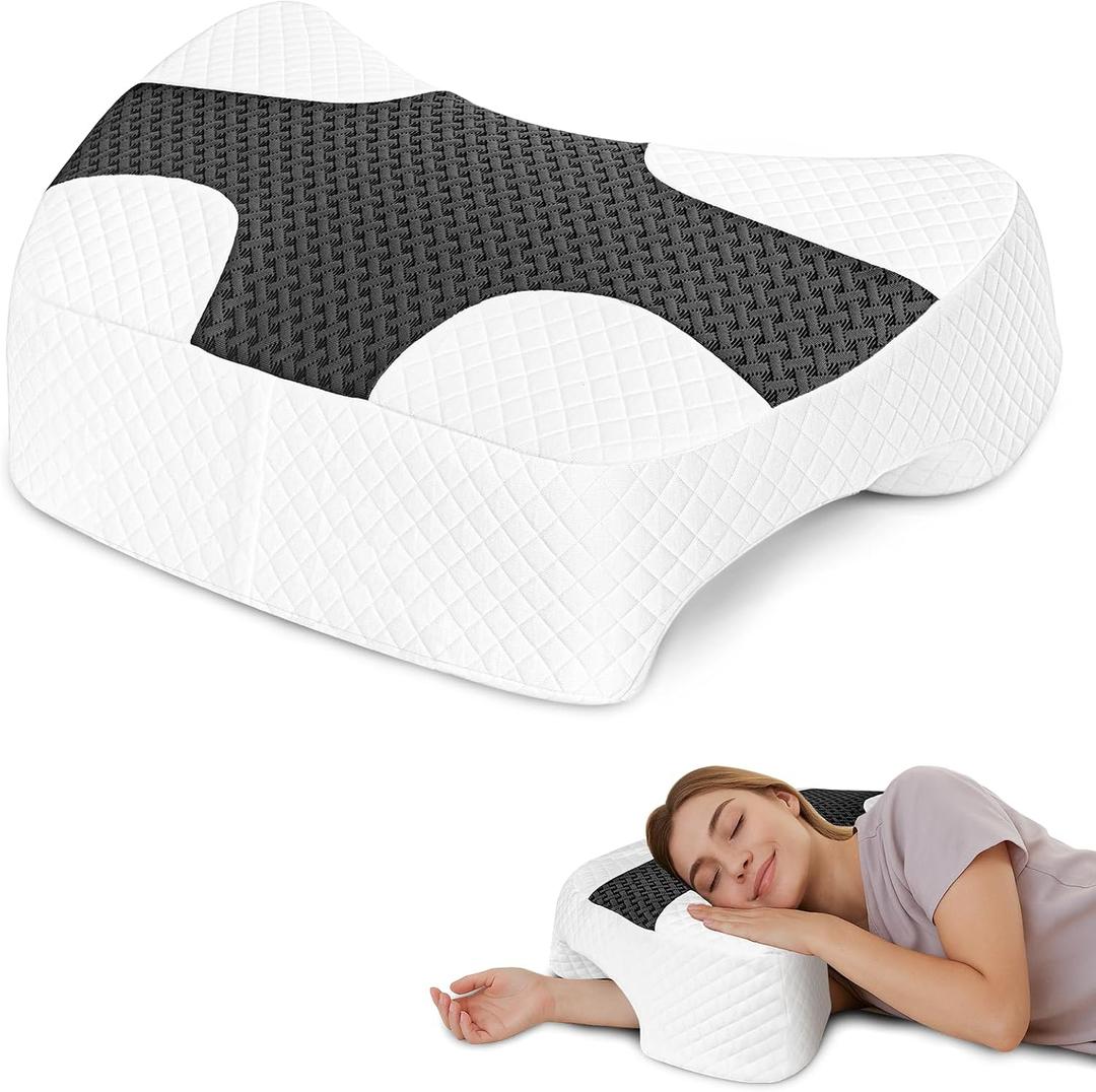 Side Sleeper Pillow with Arm Hole, Shoulder Relief System, Newly Upgrade Arm Pillow for Neck and Shoulder Pain, Premium Memory Foam, Suitable for Side, Back and Stomach Sleepers - Grey