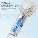 2 x Handheld Fan 1200mAh, 6.8H Max Cooling 3-Speed Portable Mini Fan, Type-C Rechargeable Personal Pocket for Travel Office Outdoor (White)