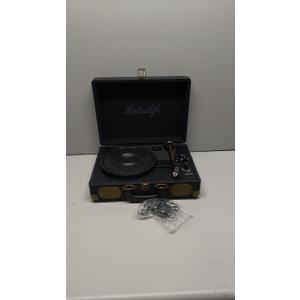 Vinyl Record Player 3-Speed Bluetooth Suitcase Portable Belt-Driven Record Player with Built-in Speakers RCA Line Out AUX in Headphone Jack Vintage Turntable (black)