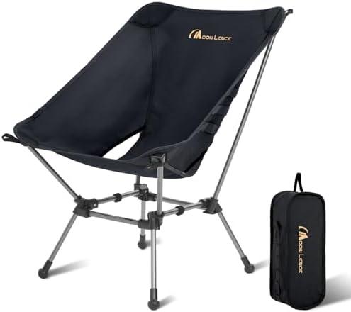 MOON LENCE Portable Camping Chair Plus, Larger & Roomier, Compact and Lightweight Still, Folding Chair for Backpacking & Hiking, 330Lbs Capacity (Black)