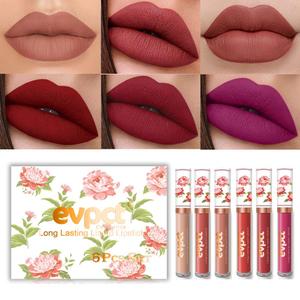 evpct 6Pcs Peony Flower Liquid Matte Lipstick Set,Dark Red Purple Permanent Lipsticks Lip Stain Set for Women Long Lasting Waterproof 24 Matt Lippies labiales larga duracion 24 (1 Count (Pack of 6))