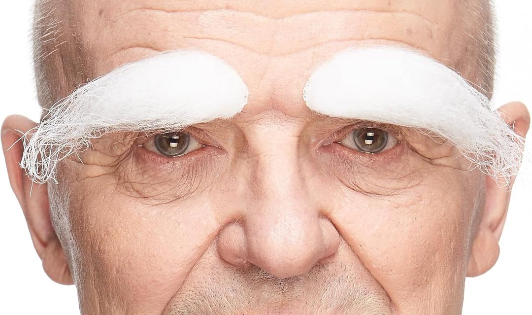 Mustaches Self Adhesive, Novelty, Realistic, Fake Eyebrows, False Facial Hair, Costume Accessory for Adults, White Color