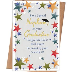 3 x Nephew Graduation Card | "For a Special Nephew on Your Graduation" Congratulations Greeting Card, Proud of You Graduation Gift for Nephews, 8×5.3 inches
