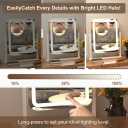 14x18.7in Lighted Vanity Mirror with 10X Magnifier, Touch | 3-Color LED 3000-6000k, Dimmable, Touch Memory, 360 Rotation, Metal Base