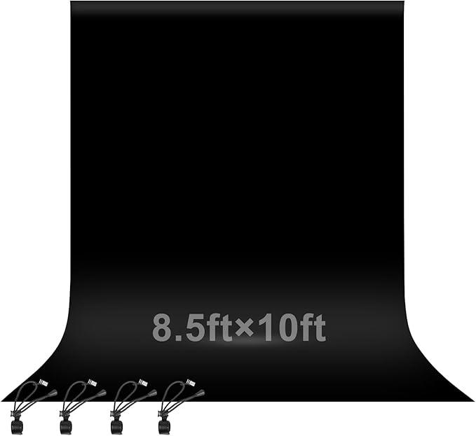 EMART 8.5x10ft Black Photo Backdrop Screen for Photography, Large Negros Drapes Party Background Curtain, Polyester Fabric Sheet Video Studio Portrait Photoshoot