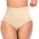 Tummy Control Shapewear Underwear for Women High Waisted Body Shaper Panties Slimming Girdle Shaping Briefs (Large, #A2 Mid Waist Beige(seamless))