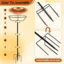 Metal Bird Bath Outdoor, Hand-Hammered Birdbath Bowl with Stake, Standing Birdbaths for Garden Yard, 5-Prong