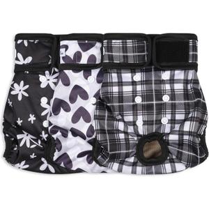 Female Dog Diapers - Premium Reusable Diapers for Doggie in Heat - Highly Absorbent for Pet Incontinence with Adjustable Snaps Black, M (Medium (12-15Waist)