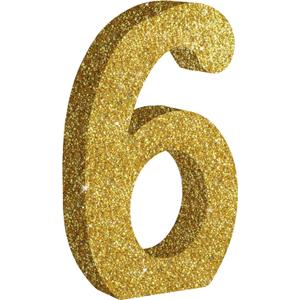 TONIFUL 7.8 Inch Gold Glitter Number 6 Wooden Table Centerpieces Birthday Party Decorations,Shining Golden Digit 6 for Birthday Decorations,New Year,Graduation Decoration,Anniversary,Prop (1 Pack)