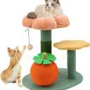 Sisal Cat Scratcher for Indoor Cat Kitten Sugar Ball Scratching Post with Hanging Ball,Solid Wooden 2 Level Track,Interactive Toy
