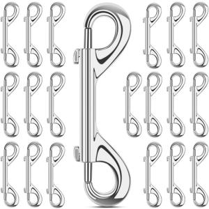 ERKOON 3.5 inch Double Ended Snap Hooks,110lbs Metal Clips Load Capacity Zinc Alloy Double Sided Clips Heavy Duty Trigger Snap for Dogs Leashes/Water Bucket/Horse Feed/Hammocks Bolt Snap (20 Pack)