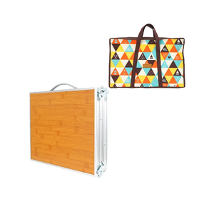 Outdoor Activity Portable Folding Table with Carry Handle Dining Table Bamboos Desktop Picnics Tables