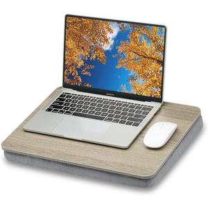 ZEAPTAC Portable Lap Laptop Desk with Pillow Cushion, Fits up to 15.6 inch Laptop, Lap Stand for Bed & Couch & Carpet, Book Tablet/Drawing Board/Computer Laptop Stand - Black Wood