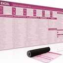 Baziabbo Office Desk Mat, Excel Cheat Sheet Keyboard Mat, Excel Shortcut Desk Pads,Non-Slip Excel Mousepad with Stitched Edges for Computer (Sheet Pink)