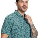 Mens Golf Shirts Short Sleeve Moisture Wicking Dry Fit Print Performance Athletic Casual Golf Polo Shirts for Men (Green, XL)