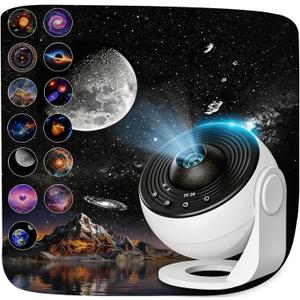 Pro Galaxy Projector, 13 in 1 Planetarium Star Projector for Bedroom Decor, 360 Rotating Nebula Projector Lamp, Timmer Starry Night Light Sleep Projector for Kids,Ceiling,Room Decoration,Gifts (White)