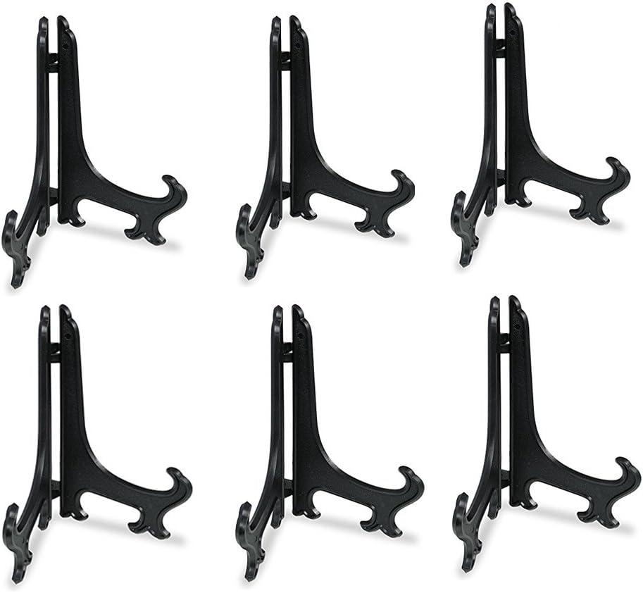 Artliving 8 Inch Black 6pcs/Set Plastic Easels Plate Display Stands Picture Frame Stand Holder
