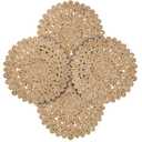 13.8" Corn Husk Woven Round Placemats Set of 4 - Wicker Boho Farmhouse Placemats - Rattan Table Mats for Dining Table, Wedding, Home