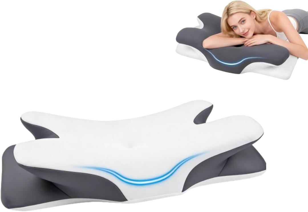 Vipfree Cervical Support Pillow, Cervical Pillow for Neck Pain Relief, Orthopedic Neck Pillow, Cervical Neck Pillow for Sleeping, Contour Pillow Orthopedic Pillow for Back Stomach Sleepers (White)