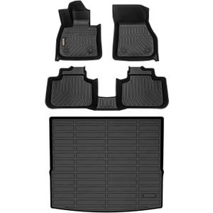 Binmotor-All Weather Floor Mats Cargo Liner Set for BMW X1 2016-2022, 1st & 2nd Row Full Set, TPE Mats Heavy Duty Car Floor Liners-Black for X1 Accessories