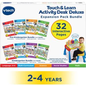 VTech Touch and Learn Activity Desk Deluxe 4-in-1 Pre-Kindergarten Expansion Pack Bundle for Age 2-4