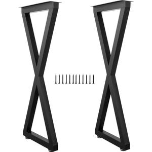 ALLCOS Metal Bar Table Legs, 36 Inch Heavy Duty Dining Table Leg with Adjustment Feet Furniture Legs, Black, Set of 2
