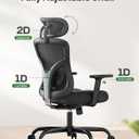 Marsail Ergonomic Office Chair Ergonomic Gaming Chair with Lumbar Support, 2D Headrest, Adjustable Armrests, Contoured Seat Cushion, Computer Desk Chair with Wheels for Home and Office,Black, 1