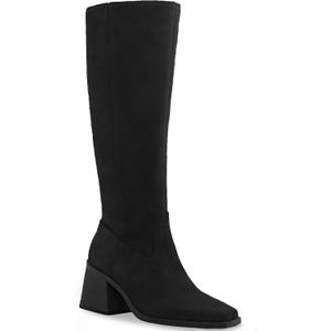 Coutgo Women's Knee High Boots Wide Calf Square Toe Chunky Heeled Pull-on Boot (10)