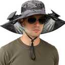Hat with Fans Solar Power, UPF 50+ Wide Brim Sun Hat, Fishing Essentials for Hiking Beach Summer Safari