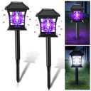 CimoroWin 2 Pack Solar Bug Zapper Outdoor Mosquito Repellent with 365nm UV Light, 2 Light Modes & 4 Installation Ways, Waterproof Fly Zapper Lamp for Moths,Gnats,Flies Indoor Patio Garden(Modern)