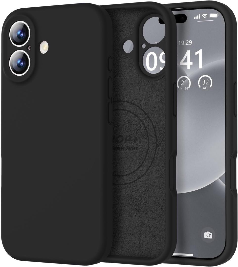 Vooii Magnetic for iPhone 17 Case, Compatible with Magsafe (Premium Liquid Silicone) (Integrated Camera Control Button) Full Body Protective Anti-Scratch Microfiber Lining 6.3", Black