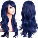 PORSMEER Navy Blue Womens 26inch 70cm Long Wavy Hair Party Movie Cosplay Costume Halloween Wig