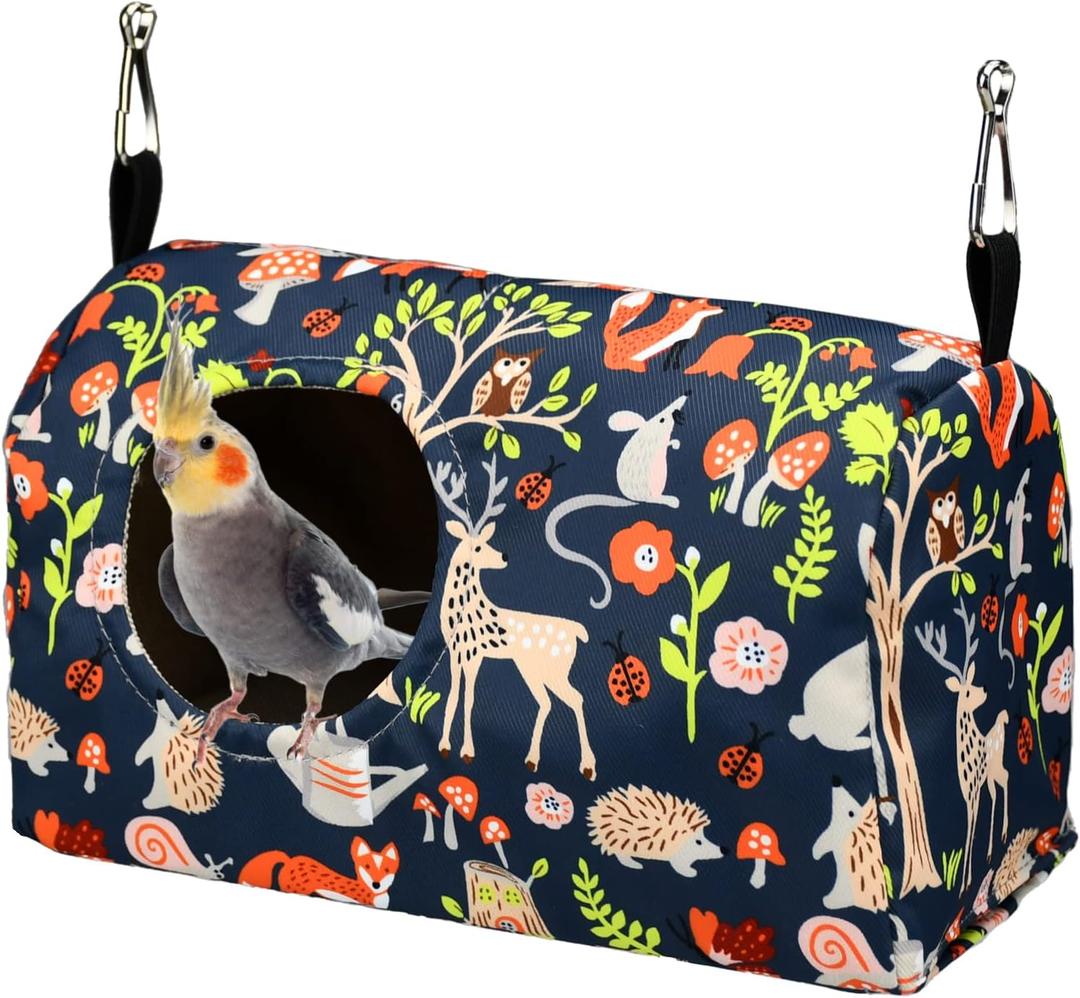ShuRung Parrot Cockatiel Warm House Bird Nest Bed Winter Hanging Hammock Birds Sleeping Bed Parrot Hideway Bed Polyester Fabric for Parrot Parakeet Cockatiels Budgies Lovebird African Grey (S)