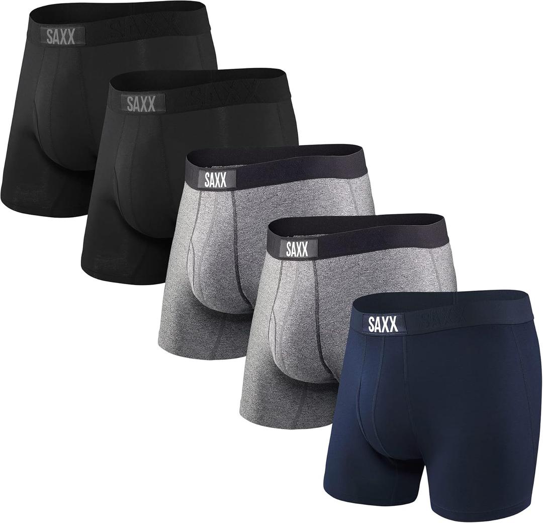 SAXX Underwear Co. Men's Ultra Super Soft Boxer Brief Fly, 5 or 7 Pack (L)