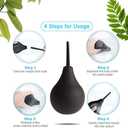 GNEGKLEAN Black Silicone Enema Bulb Kit 7.6oz Clean Anal Douche for Men Women with 19.7in Hose+4 Replaceable Nozzle (Black)