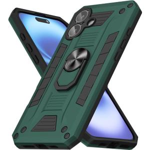 oakxco for Motorola Moto G Play 2024/ Moto G 5G 2024 Case with Magnetic Ring Stand Holder, Rugged Military-Grade Camera Protection Phone Case with Kickstand, Heavy Duty Hard Shell Cover, Dark Green