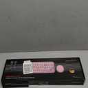 Perixx PERIDUO-713 Wireless Mini Keyboard and Mouse Combo, Retro Round Key Caps, Pastel Pink, US English Layout