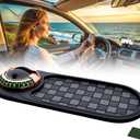 Multifunction Car Anti-Slip Mat,Rotatable Car Anti Slip Mat Phone Holder with Temporary Parking Number,Universal Car Phone Large Pad for Phones Sunglasses Keys Gadgets (Black+Gold Bracket)