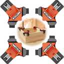 WETOLS Corner Clamp for Woodworking, 90 Degree Right Angle Clamp, Wood Clamps, 4Pcs Adjustable Spring Loaded Woodworking Clamp, Gifts for Dad, Birthday Gifts for Men, Photo Framing, Orange
