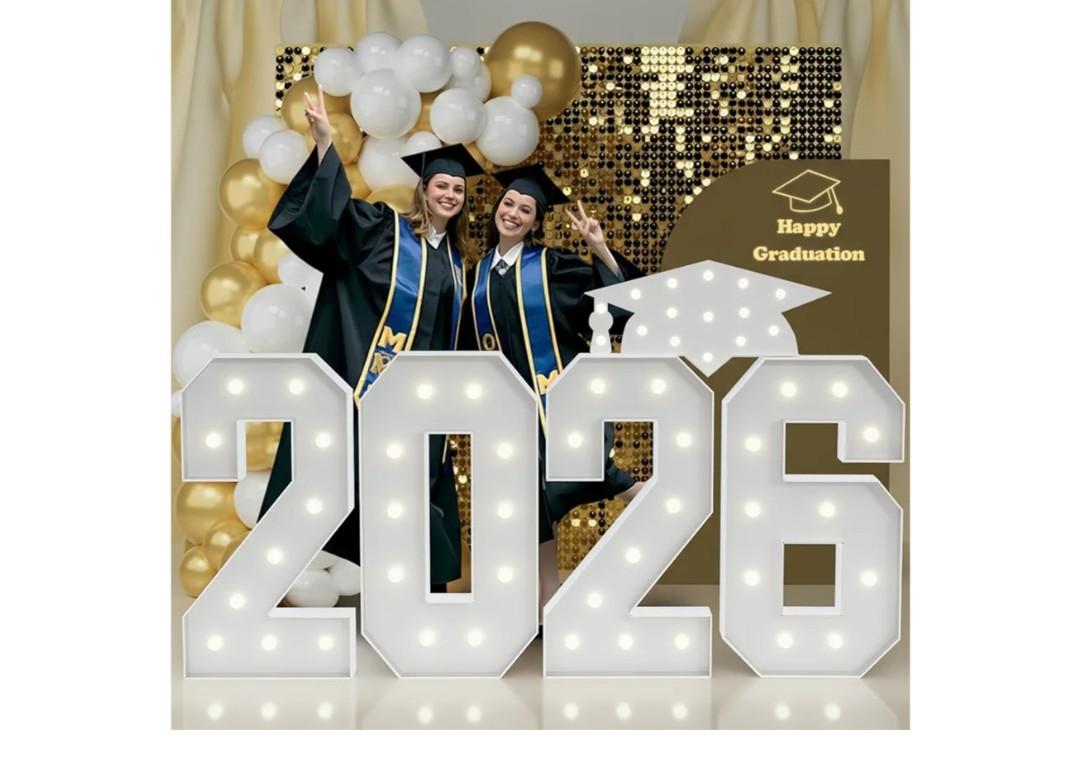 (17)
2026 Graduation Decorations Marquee Numbers: 4FT Large Light Up Numbers Grad Decorations Class of 2026 Sign for Graduation Party Preschool High School College White Foam Board Backdrop