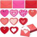 Cholemy 180 Pcs Valentine's Day Cards with Envelopes Blank Heart Shaped Greeting Cards Funny Paper Cutouts Gummed Envelopes for Valentine's Day Anniversary Weddings Invitations, 4 x 6 Inch(Cute Eyes)