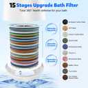 15-Stage Bath Water Filter for Tub Faucet, Yvelines 7500 Gallons Bathtub Filter Softens Hard Water & Removes Chlorine for Healthier Skin & Hair, BPA-Free (Black)