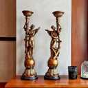 23H Large Antique Bronze Angel Candle Holder Set of 2 Statue Elegant Home Wedding Decor Church Altar Holiday Display Perfect Pair of Heavenly Decorations