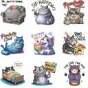 9pcs Cat Sarcastic Quotes Iron on Decals Heat Transfer Vinyl Sticker Patches Washable Thermal Transfer Appliques DIY Craft Decor for T-Shirt Clothes Pillow Cover