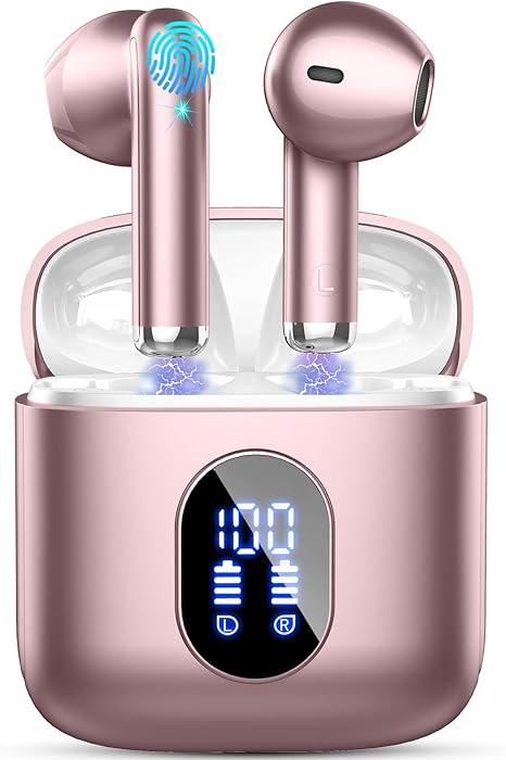 Wireless Earbuds Bluetooth Earbuds Hi-Fi Stereo, 2024 Ear Buds with 4 ENC Mics, 3g Mini Bluetooth Headphones in Ear, 30H USB-C LED Charging Case, IP7 Waterproof Wireless Earphones for Android iOS