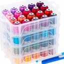 New brothread 80 Spools 500m Each Embroidery Machine Thread with Clear Plastic Storage Box - Colors Compatible with Janome and Robison-Anton Colors