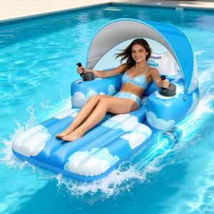 GIGIGO Motorized Pool Float for Adults, Rechargeable Electric Lounger | Rechargeable, Inflatable Lounger, Dual Power System, 360° Steering, Adult Size, Pool Toys for Lake, River, Party, Vacation, 71"×45"×22"
