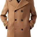 Men's Business Wool Blend Urban Warm Soft Premium Brown Double Breasted Notch Collar Casual Coat