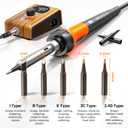 90W Digital display soldering station, stable knob control, independent switch power supply, tin wire, tin absorber, anti-static tweezers, 5 soldering iron tips, handle fixed bracket (Orange, 968d)